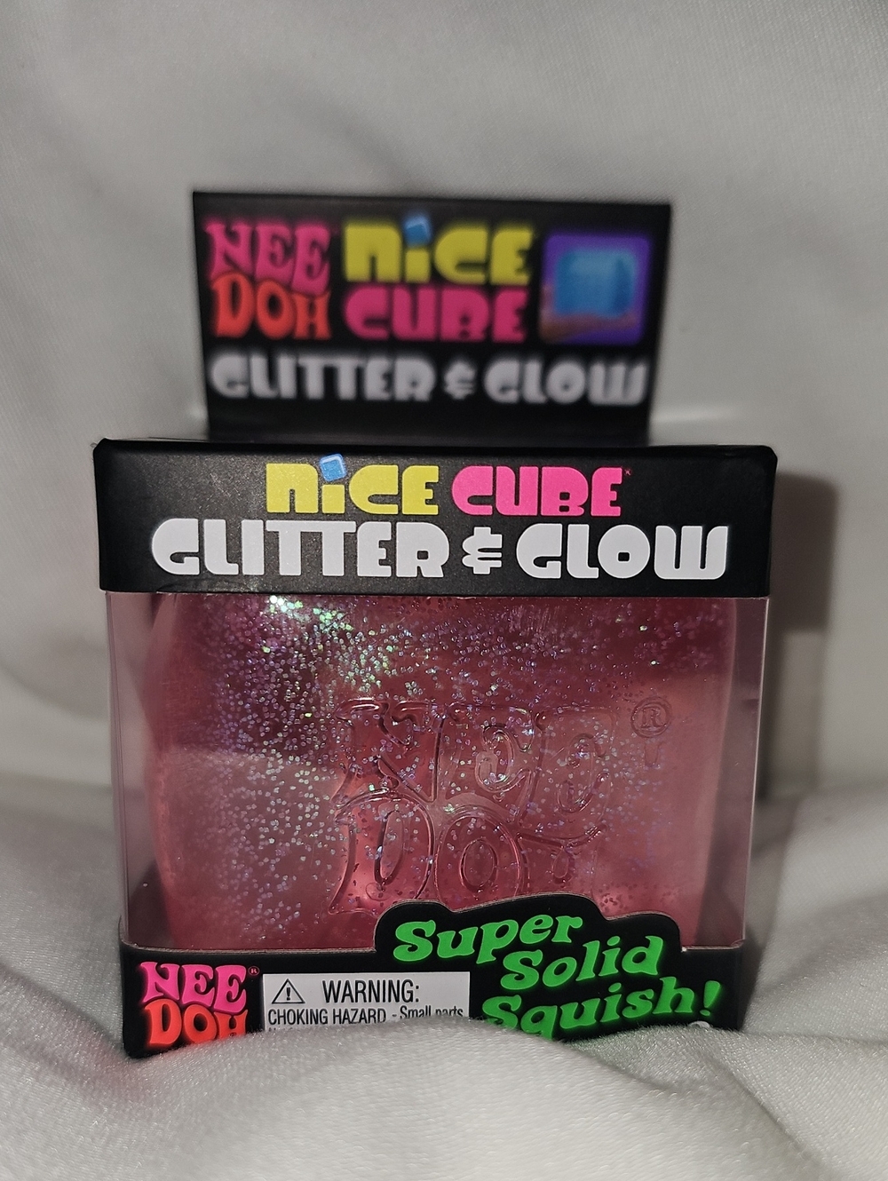 NeeDoh Nice Cube Glitter and Glow (pink) New